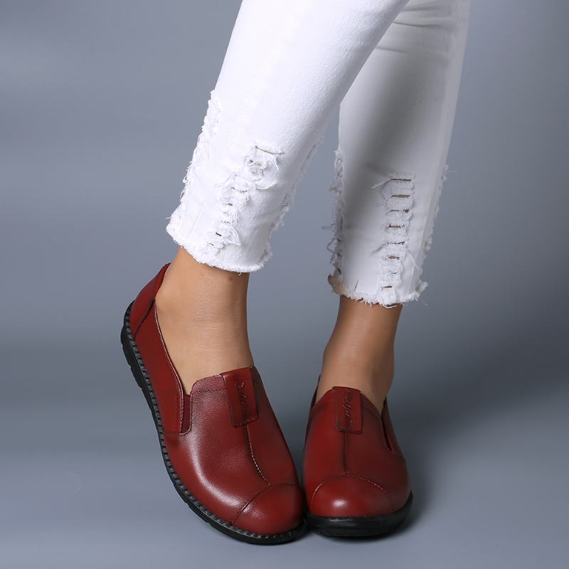 Kobiety Casual Soft Sole Slip On Skórzane Mokasyny