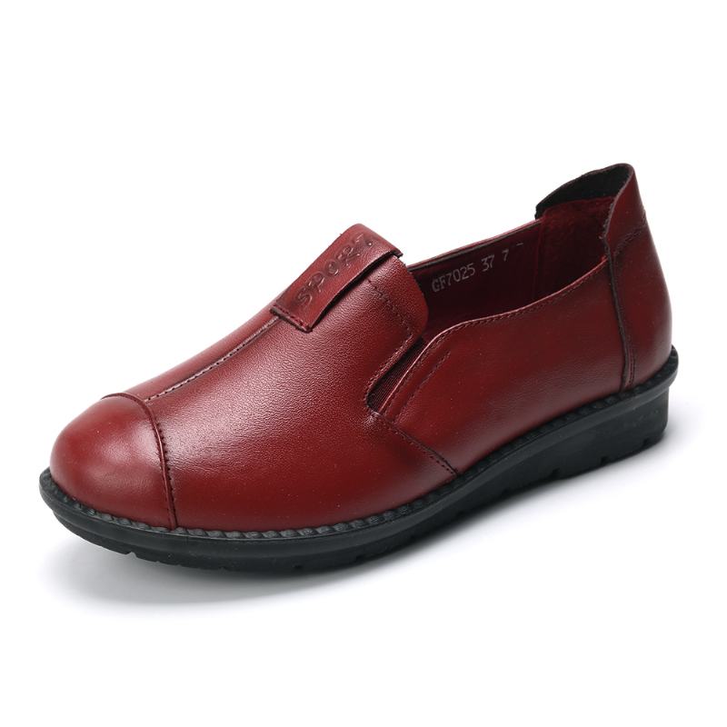 Kobiety Casual Soft Sole Slip On Skórzane Mokasyny