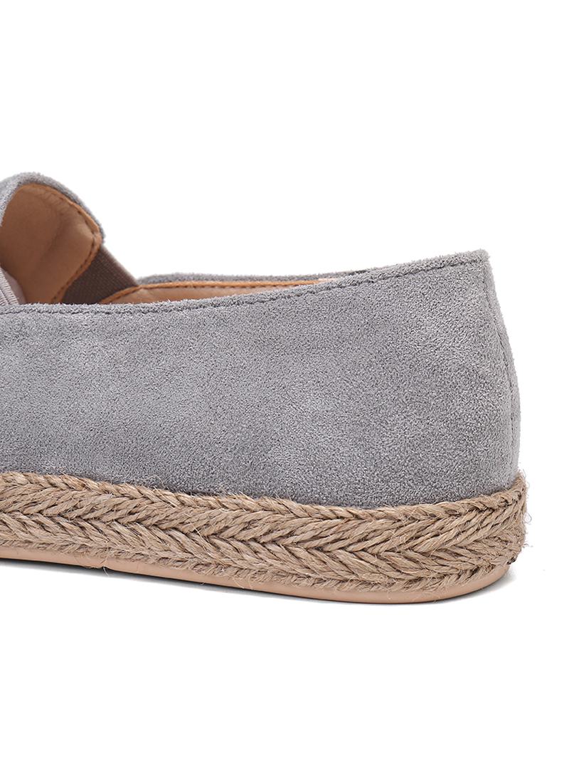 Kobiety Casual Zamszowe Okrągłe Toe Star Haftowane Espadryle Mokasyny Rybackie