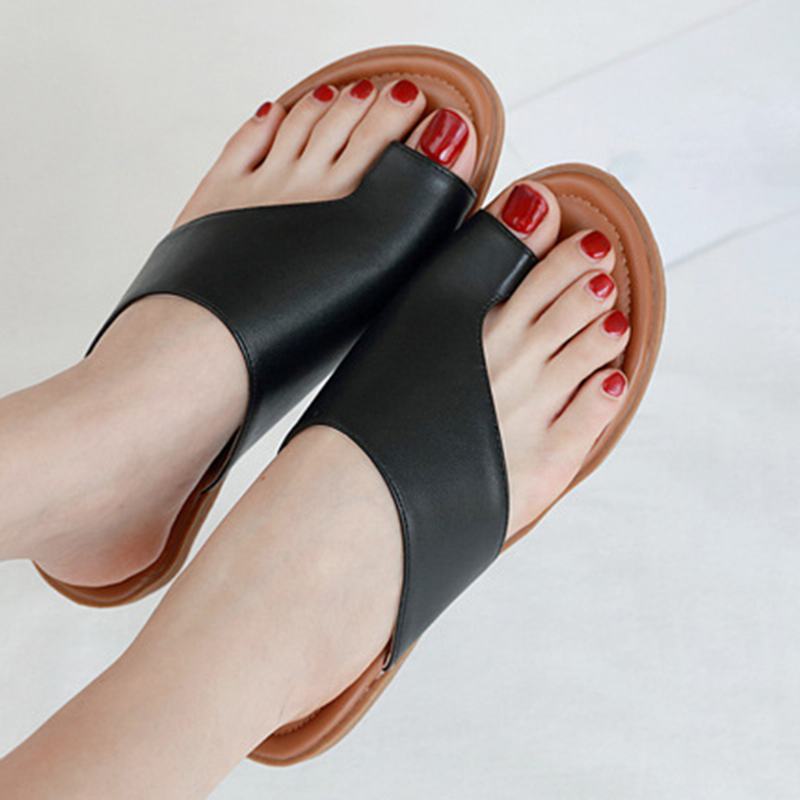 Kobiety Clip Toe Pure Color Casual Letnie Płaskie Sandały