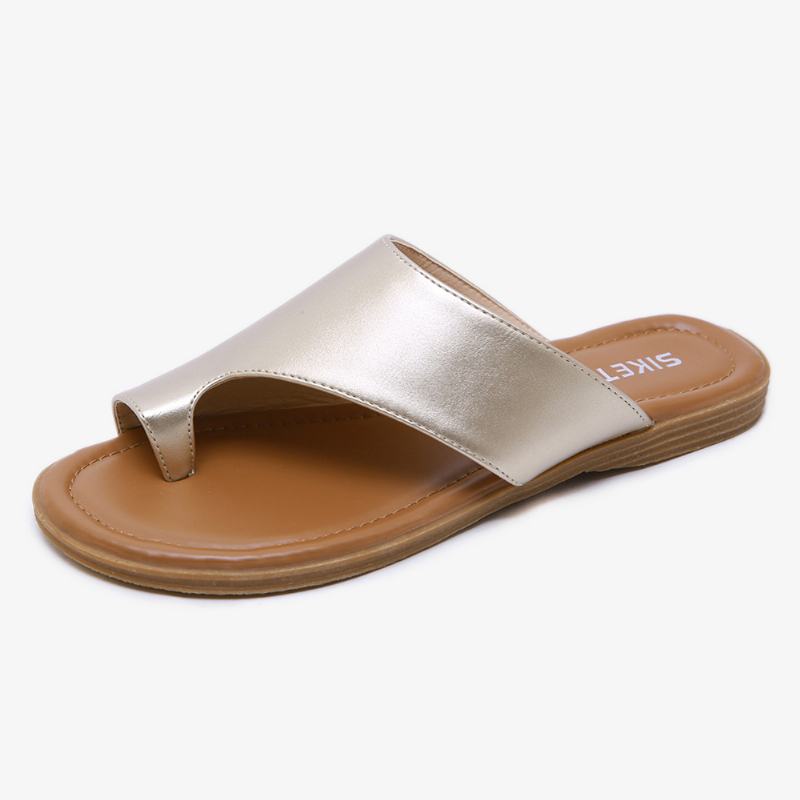 Kobiety Clip Toe Pure Color Casual Letnie Płaskie Sandały