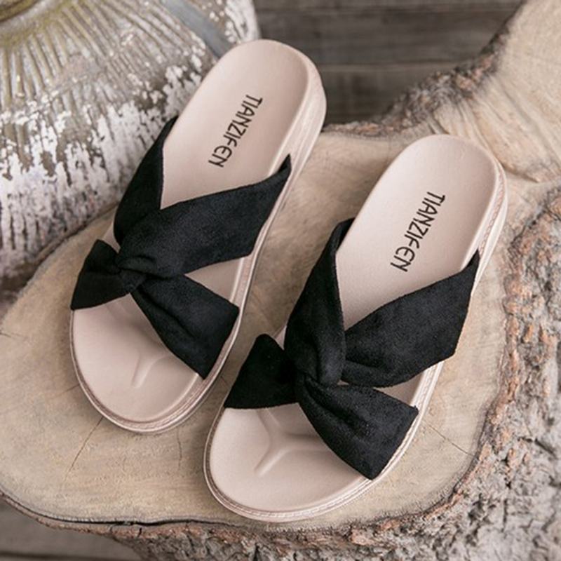 Kobiety Cross Strap Open Toe Buty Domowe Kapcie