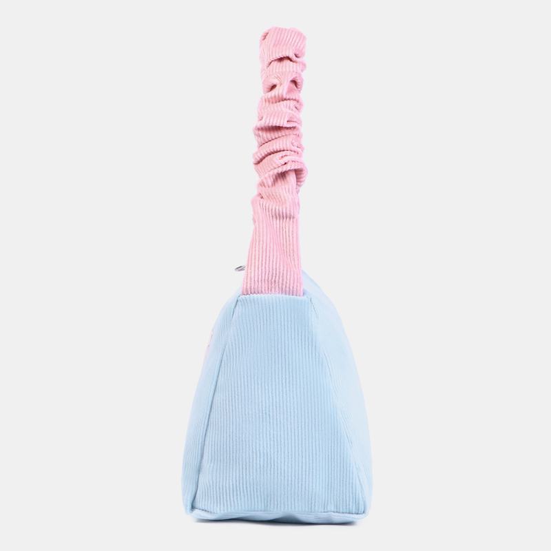 Kobiety Cukierki Kolor Sztruks List Patch Torba Pod Pachami Duża Pojemność Miękki Zamek Torebka Torebka Torba Na Ramię