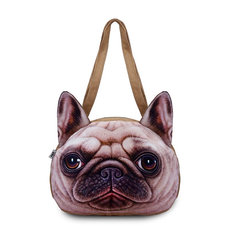 Kobiety Cute Dog Head Torby Na Ramię Casual 3d Animal Drukowanie Torebki Torby Na Zakupy