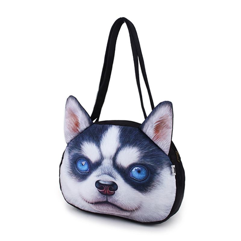 Kobiety Cute Dog Head Torby Na Ramię Casual 3d Animal Drukowanie Torebki Torby Na Zakupy