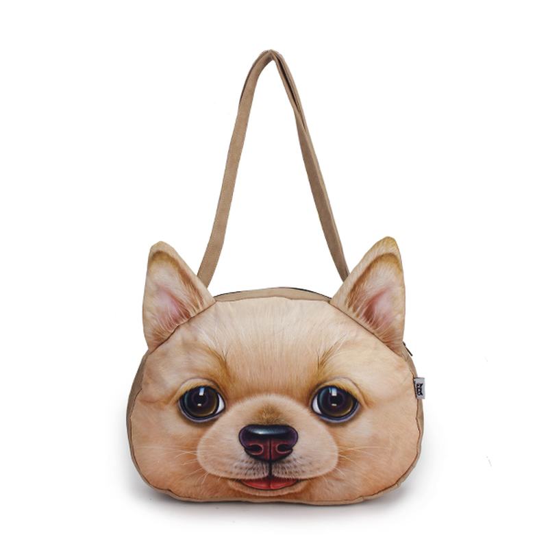 Kobiety Cute Dog Head Torby Na Ramię Casual 3d Animal Drukowanie Torebki Torby Na Zakupy