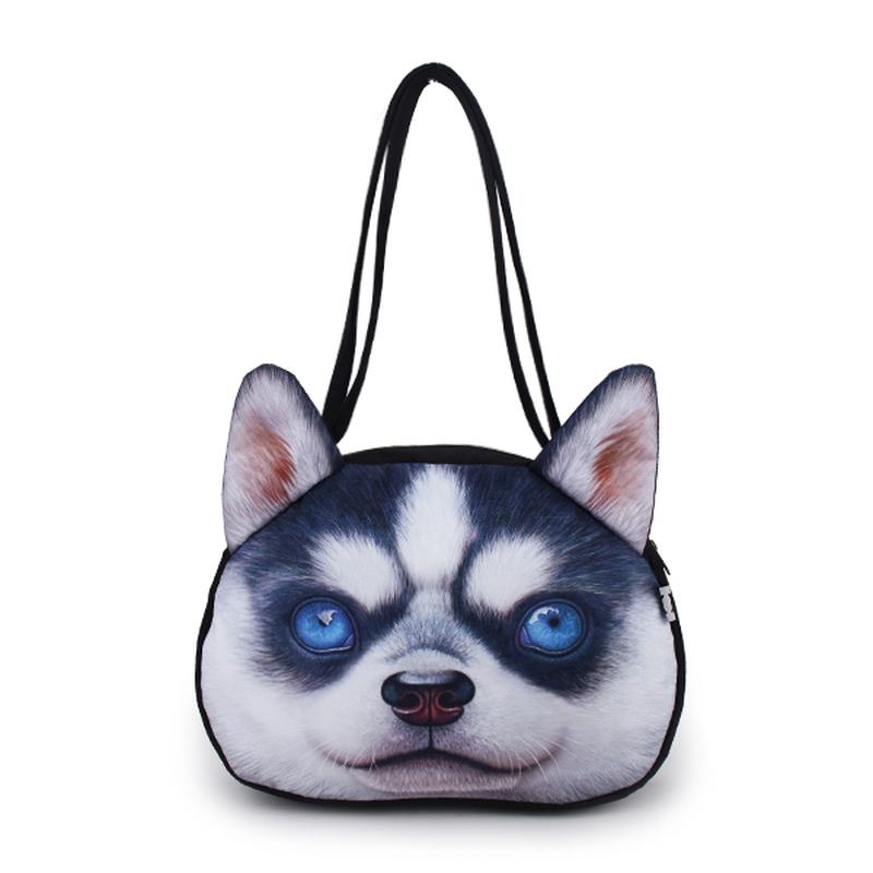 Kobiety Cute Dog Head Torby Na Ramię Casual 3d Animal Drukowanie Torebki Torby Na Zakupy