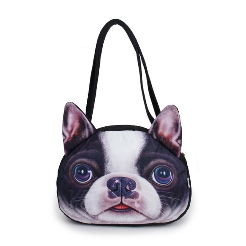 Kobiety Cute Dog Head Torby Na Ramię Casual 3d Animal Drukowanie Torebki Torby Na Zakupy