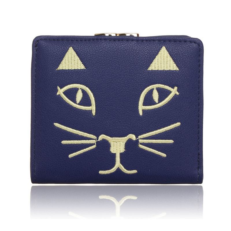 Kobiety Cute Kot Krótki Portfel Ladies Lovely Animal Hasp Purse Card Holder Coin Bags