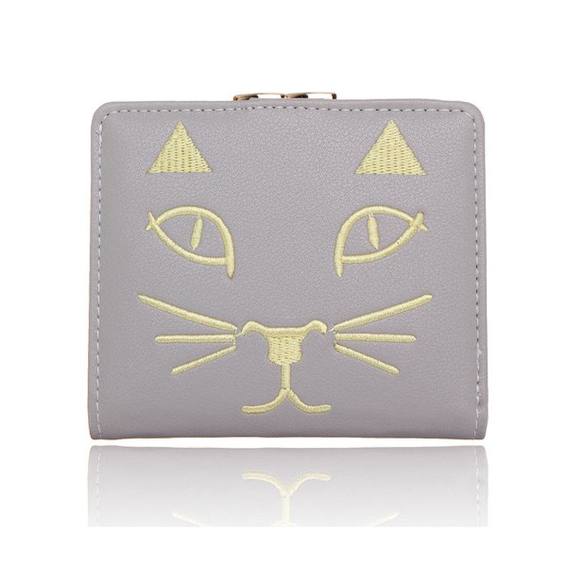 Kobiety Cute Kot Krótki Portfel Ladies Lovely Animal Hasp Purse Card Holder Coin Bags