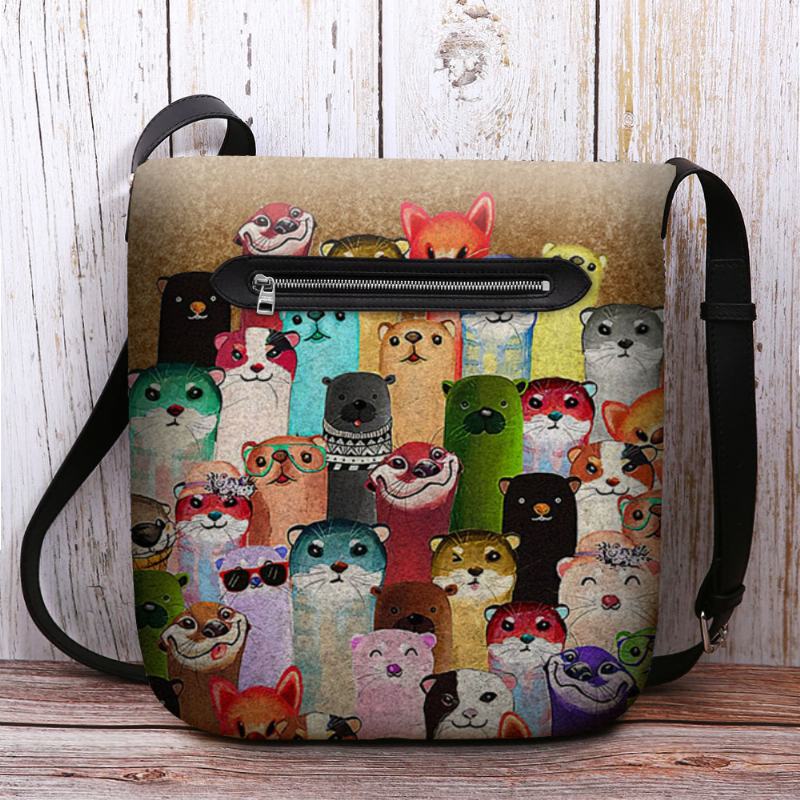 Kobiety CZuły Cute Cartoon Kolorowe Moles Wzór Multi-carry Crossbody Torba Na Ramię