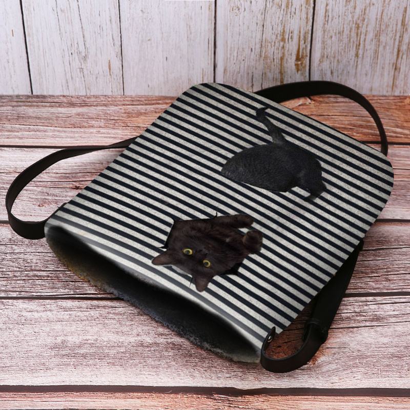 Kobiety CZuły Się Śliczne Casual 3d Kot Kreskówka Stripes Pattern Torba Na Ramię Crossbody