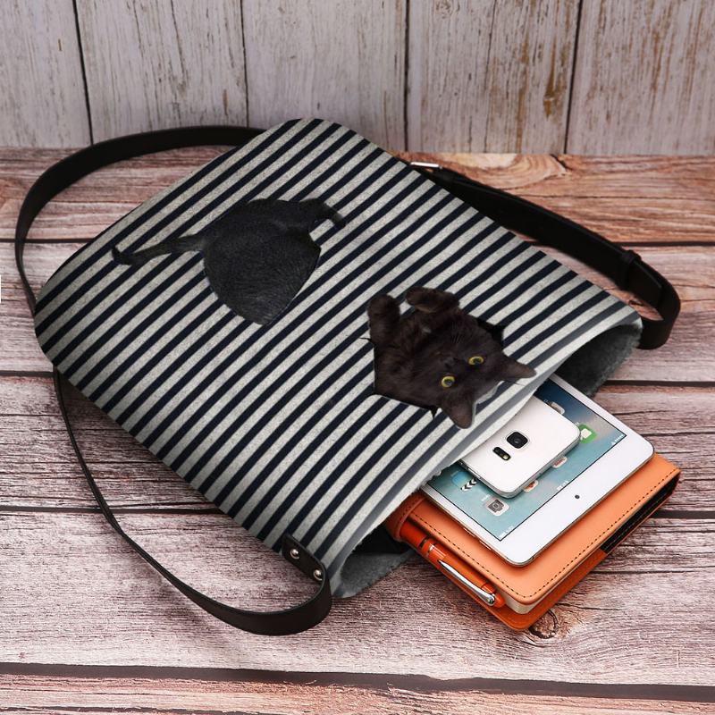 Kobiety CZuły Się Śliczne Casual 3d Kot Kreskówka Stripes Pattern Torba Na Ramię Crossbody