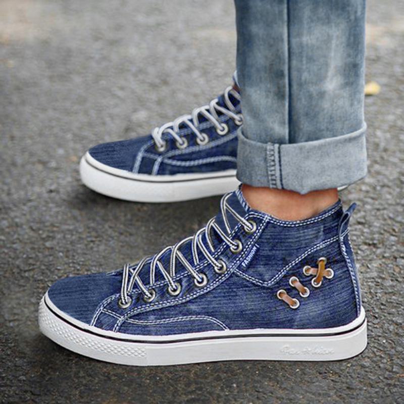 Kobiety Denim Wearable Casual Sports High Top Flats