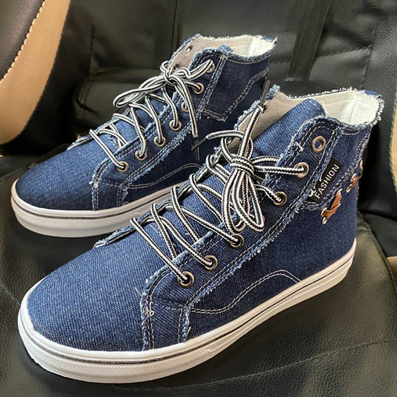 Kobiety Denim Wearable Casual Sports High Top Flats