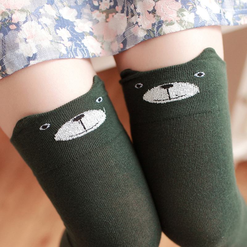 Kobiety Dziewczęta Cartoon Animal Cotton Stocking Kot Bear Over Knee High Tight Socks