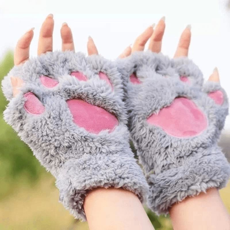 Kobiety Dziewczęta Puszysty Pluszowy Niedźwiedź Łapa Kota Rękawiczki Bez Palców Paw Glove Zimowe Ciepłe Rękawiczki