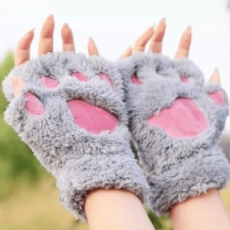Kobiety Dziewczęta Puszysty Pluszowy Niedźwiedź Łapa Kota Rękawiczki Bez Palców Paw Glove Zimowe Ciepłe Rękawiczki