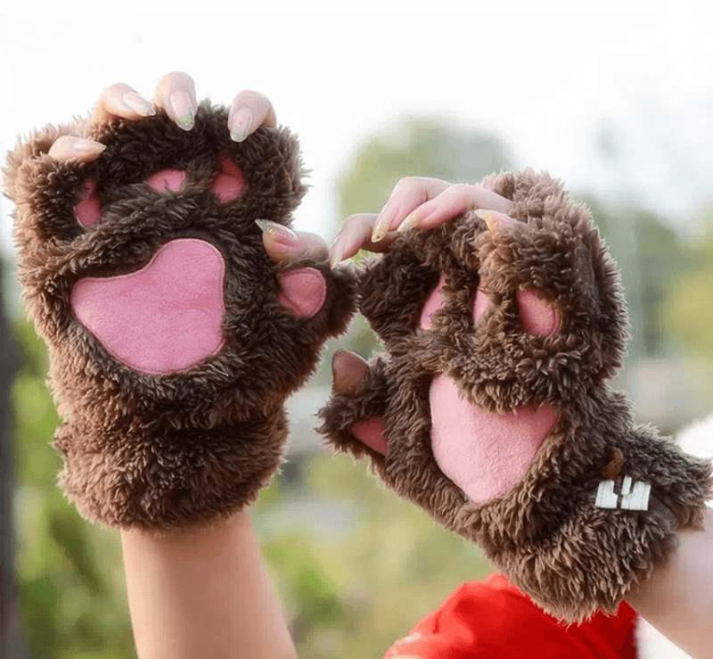Kobiety Dziewczęta Puszysty Pluszowy Niedźwiedź Łapa Kota Rękawiczki Bez Palców Paw Glove Zimowe Ciepłe Rękawiczki