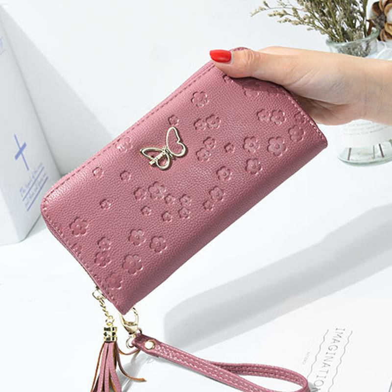 Kobiety Faux Leather Butterfly Hollow Portfel 5.5 Cala Etui Na Telefon Z Uchwytem Na Karty