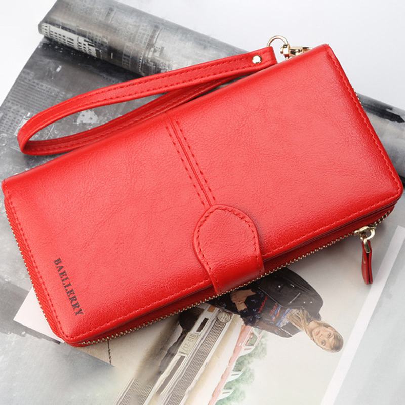 Kobiety Faux Leather Duża Pojemność Modna Torebka Portfel Pure Color Clutch Bag Posiadacz Karty