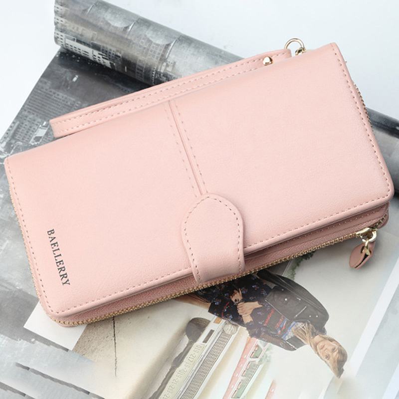 Kobiety Faux Leather Duża Pojemność Modna Torebka Portfel Pure Color Clutch Bag Posiadacz Karty