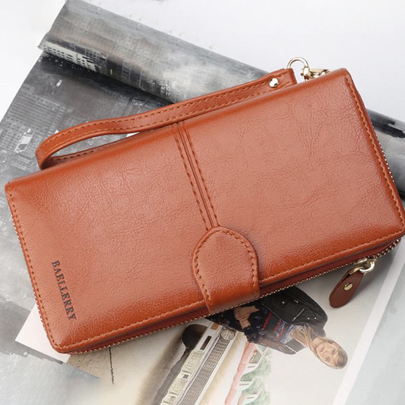 Kobiety Faux Leather Duża Pojemność Modna Torebka Portfel Pure Color Clutch Bag Posiadacz Karty