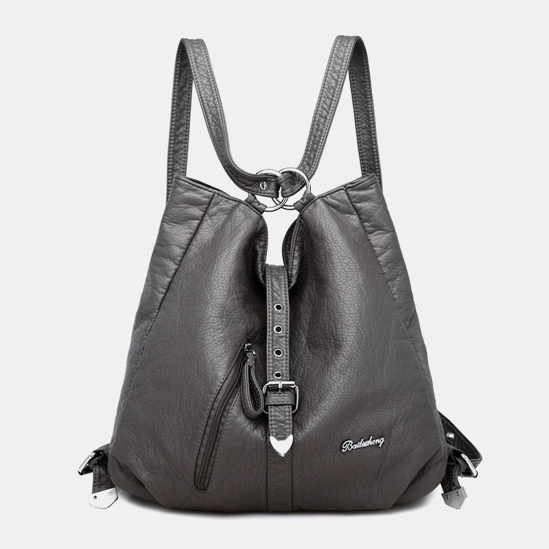 Kobiety Faux Leather Duża Pojemność Travel Outdoor Work Multi-carry Torba Na Ramię Torebka Plecak