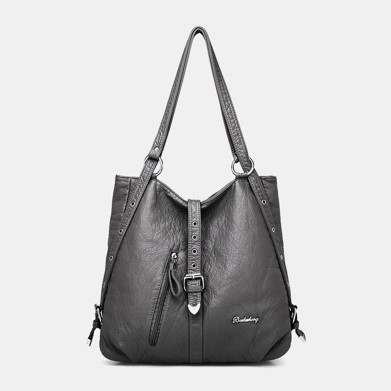 Kobiety Faux Leather Duża Pojemność Travel Outdoor Work Multi-carry Torba Na Ramię Torebka Plecak