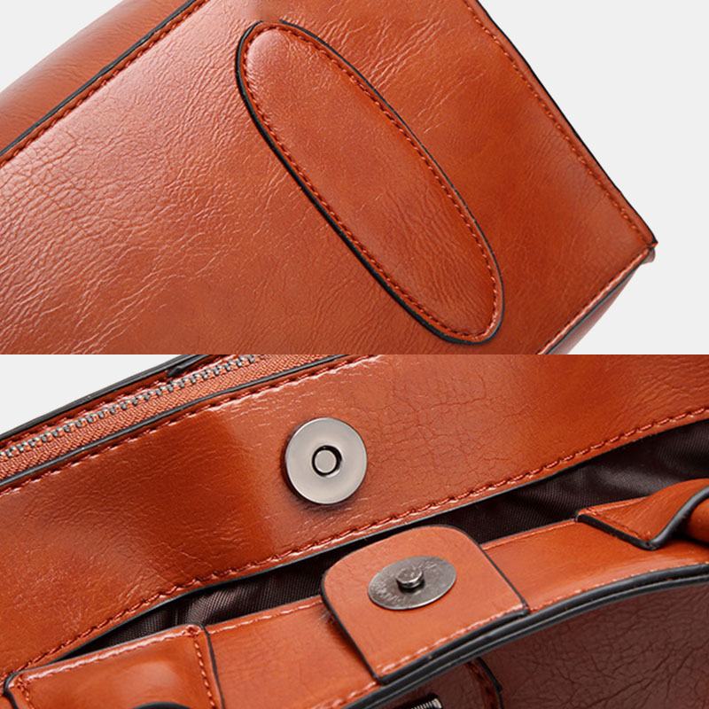 Kobiety Faux Leather Retro Multi-pocket Torebka O Dużej Pojemności Torba Na Ramię Tote