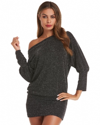 Kobiety Fine Flash Off Shoulder Batwing Sleeve Bawełniana Spódnica Biodrowa