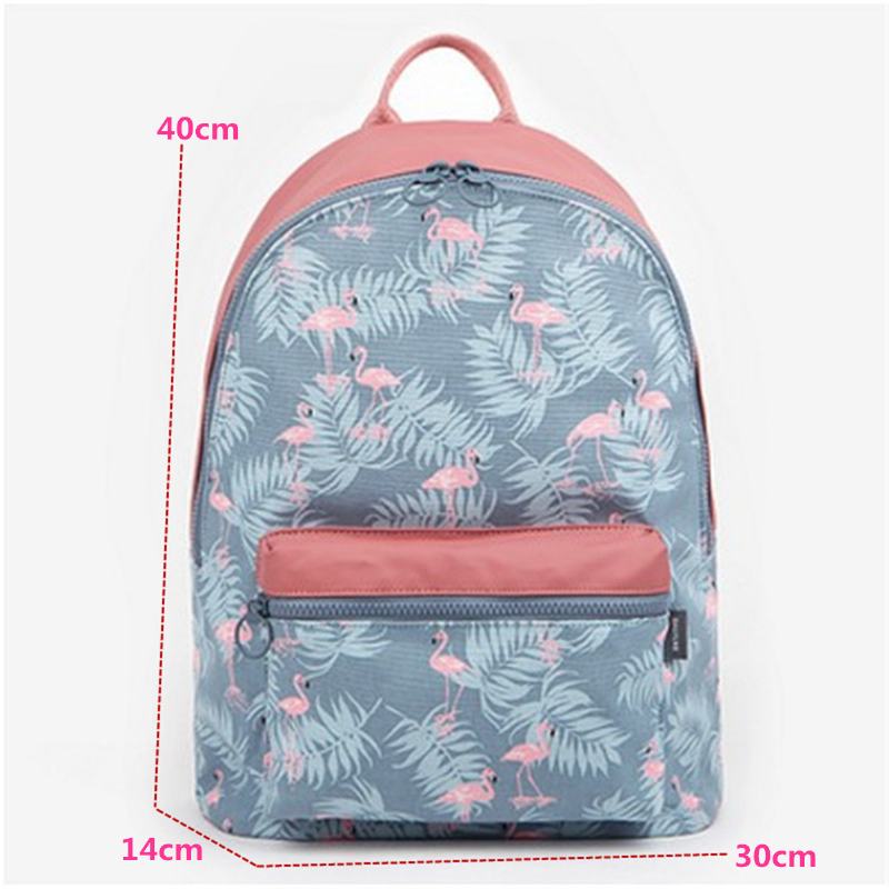 Kobiety Flamingo Cartoon Drukarnie Plecak Floral Casual Girl School Bag