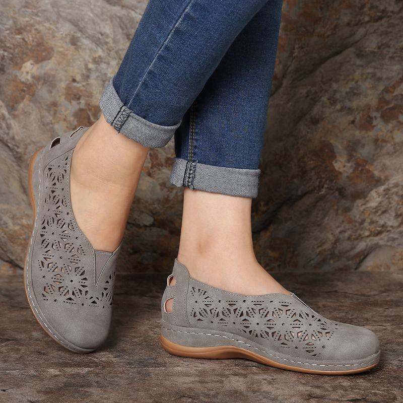 Kobiety Hollow Out Antypoślizgowa Gumka Slip On Casual Flats