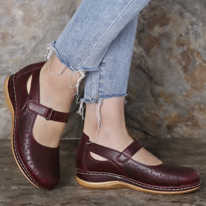 Kobiety Hollow Out Oddychające Hook Loop Spring Flats Obuwie Na Co Dzień