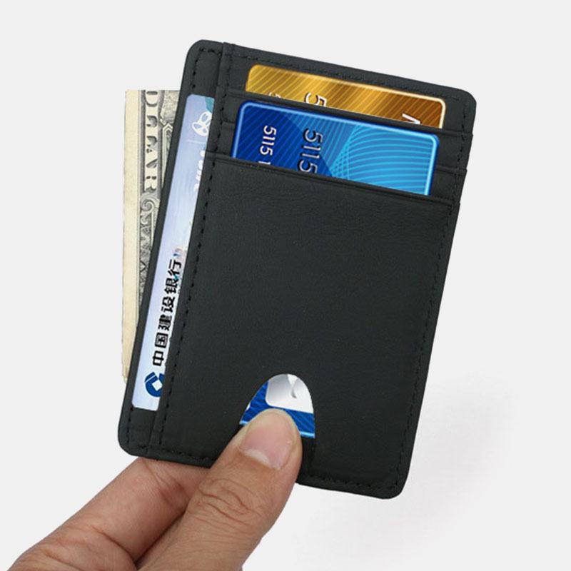 Kobiety I Mężczyźni Etui Na Karty Z Prawdziwej Skóry Wzór Z Włókna Węglowego Multi-card Slot Wallet