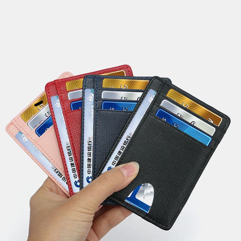 Kobiety I Mężczyźni Etui Na Karty Z Prawdziwej Skóry Wzór Z Włókna Węglowego Multi-card Slot Wallet