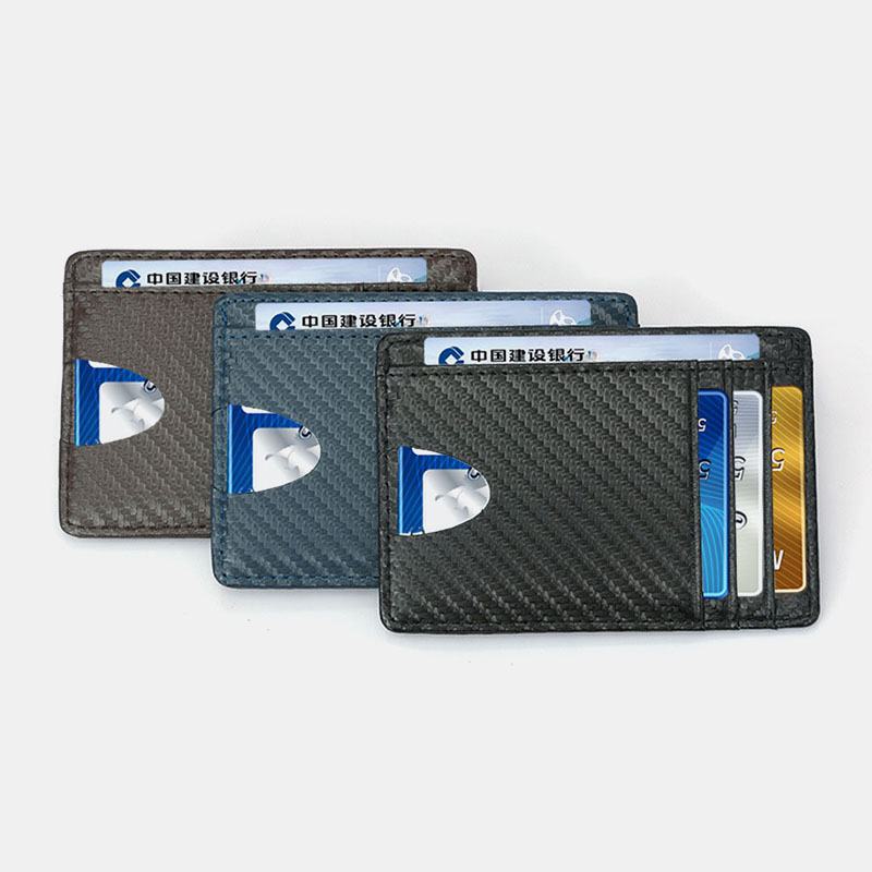 Kobiety I Mężczyźni Etui Na Karty Z Prawdziwej Skóry Wzór Z Włókna Węglowego Multi-card Slot Wallet