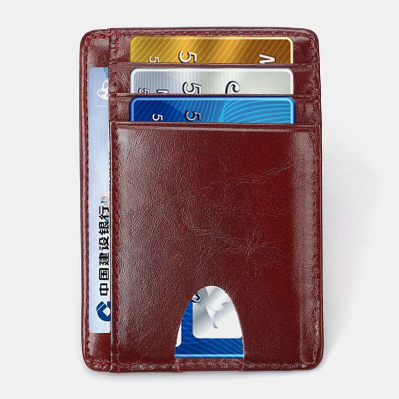 Kobiety I Mężczyźni Etui Na Karty Z Prawdziwej Skóry Wzór Z Włókna Węglowego Multi-card Slot Wallet