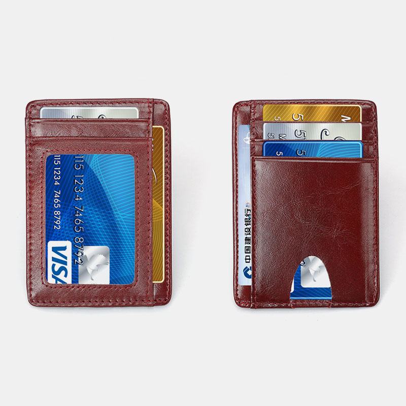 Kobiety I Mężczyźni Etui Na Karty Z Prawdziwej Skóry Wzór Z Włókna Węglowego Multi-card Slot Wallet