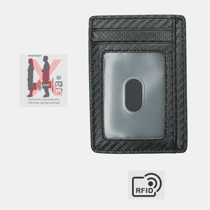 Kobiety I Mężczyźni Etui Na Karty Z Prawdziwej Skóry Wzór Z Włókna Węglowego Multi-card Slot Wallet