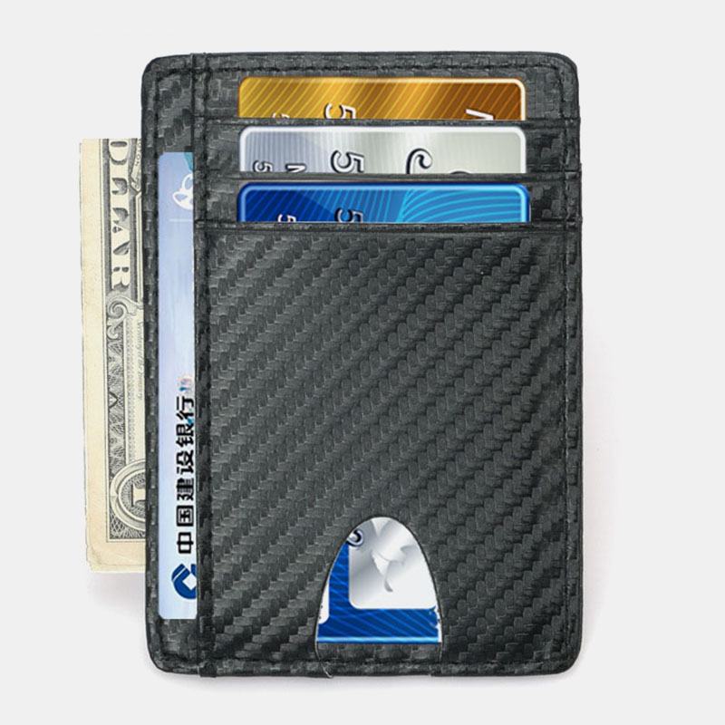 Kobiety I Mężczyźni Etui Na Karty Z Prawdziwej Skóry Wzór Z Włókna Węglowego Multi-card Slot Wallet