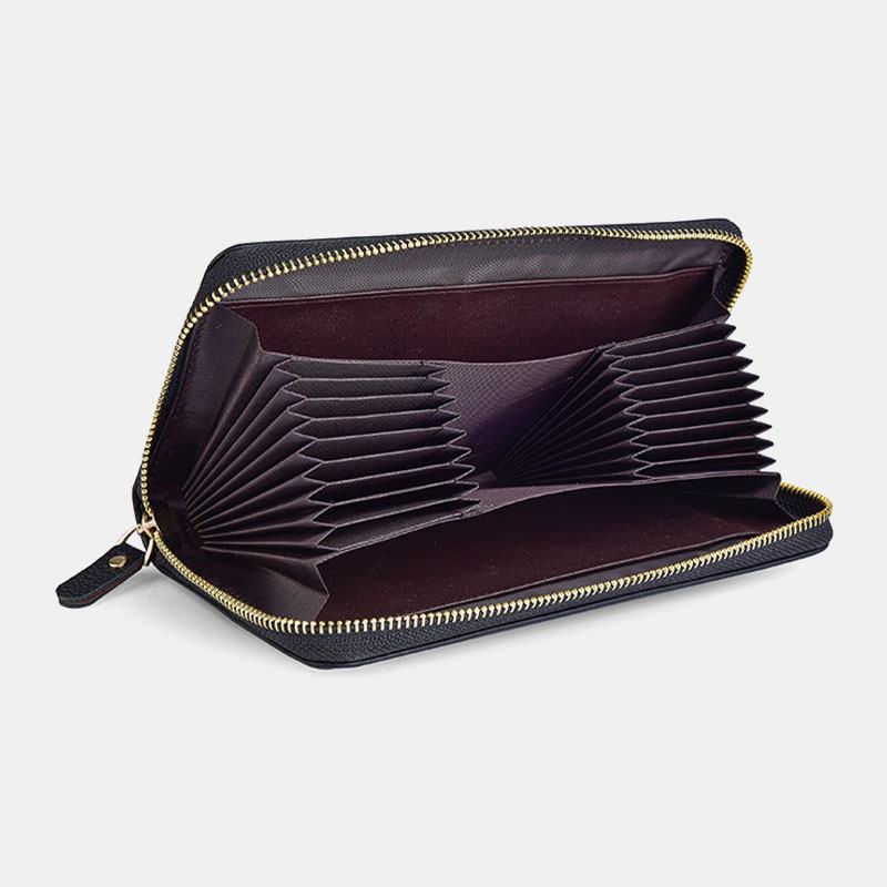 Kobiety I Mężczyźni Pu Leather Lychee Pattern Multi-card Slot Odpinany Pasek Na Nadgarstek Retro Middle Length Card Holder Clutch Wallets