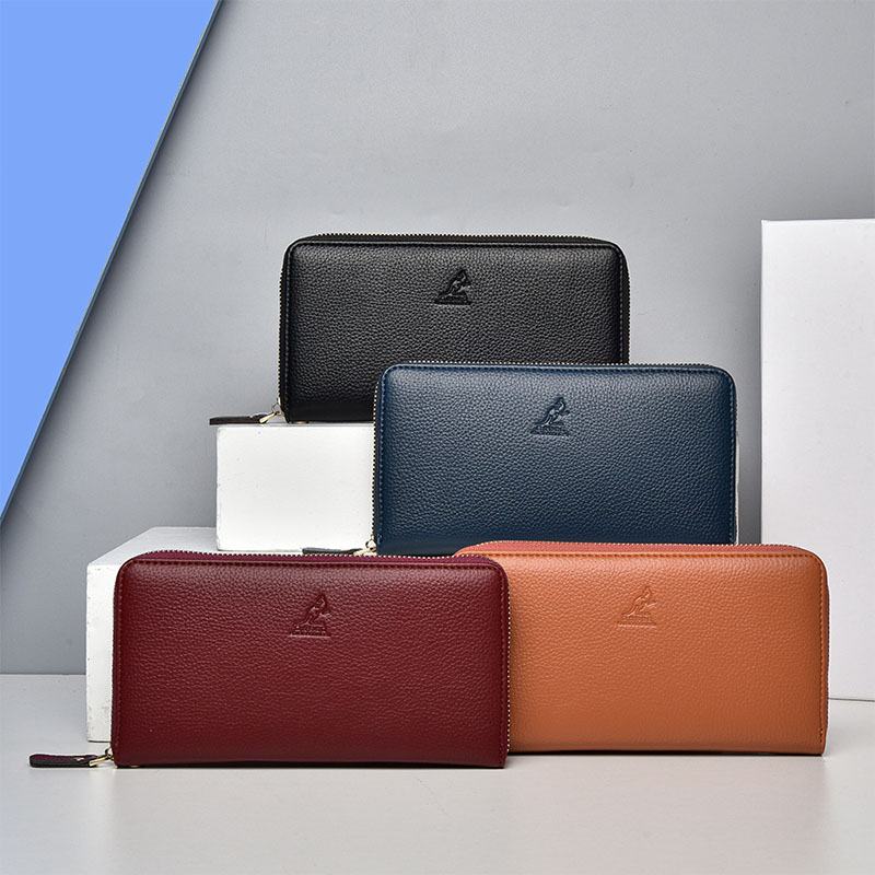 Kobiety I Mężczyźni Pu Leather Lychee Pattern Multi-card Slot Odpinany Pasek Na Nadgarstek Retro Middle Length Card Holder Clutch Wallets