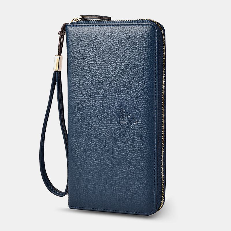 Kobiety I Mężczyźni Pu Leather Lychee Pattern Multi-card Slot Odpinany Pasek Na Nadgarstek Retro Middle Length Card Holder Clutch Wallets