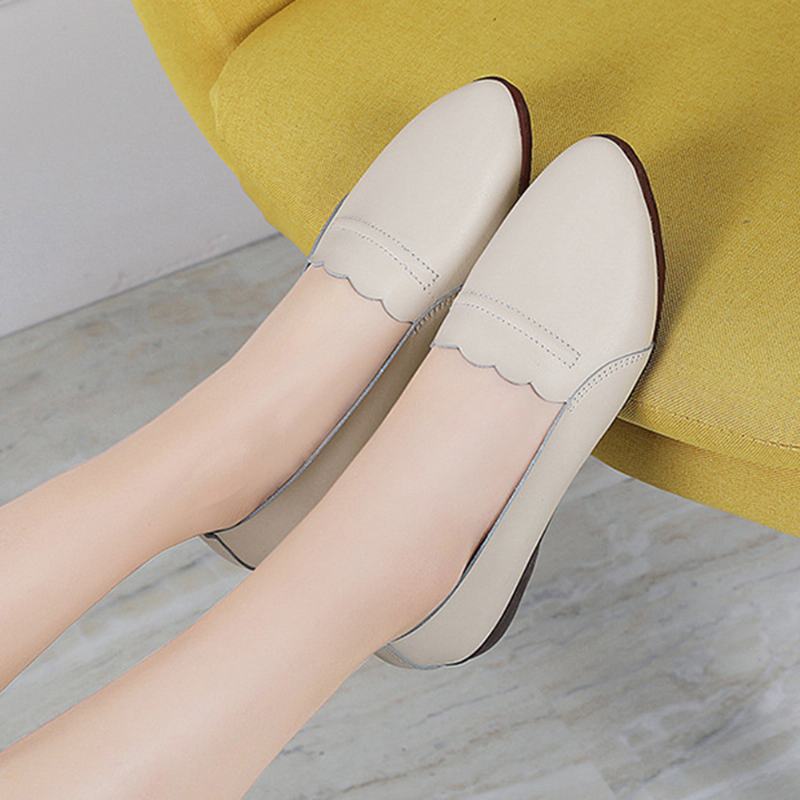 Kobiety Koronkowe Wykończenia Miękka Podeszwa Casual Slip On Flats Loafers