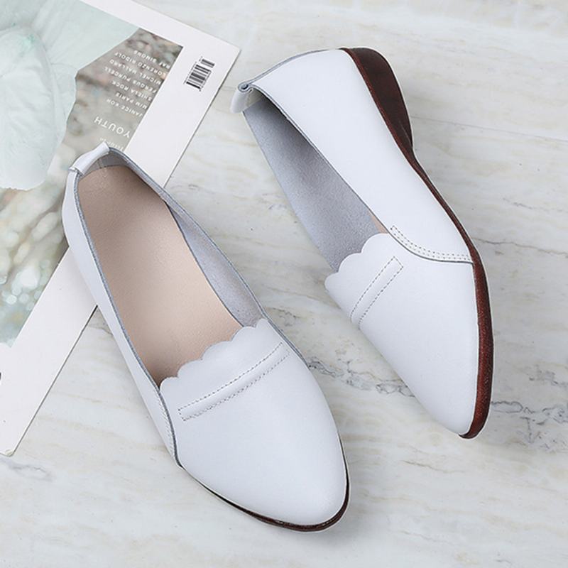 Kobiety Koronkowe Wykończenia Miękka Podeszwa Casual Slip On Flats Loafers