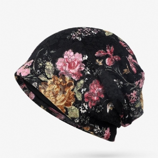 Kobiety Kwiaty Bawełniana Koronkowa CZapka Beanie Etniczne Vintage Dobre Elastyczne Oddychające CZapki Turban