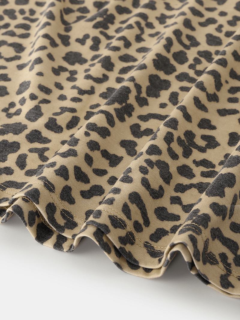 Kobiety Leopard Softies Bez Rękawów Z Okrągłym Dekoltem Luźna Piżama