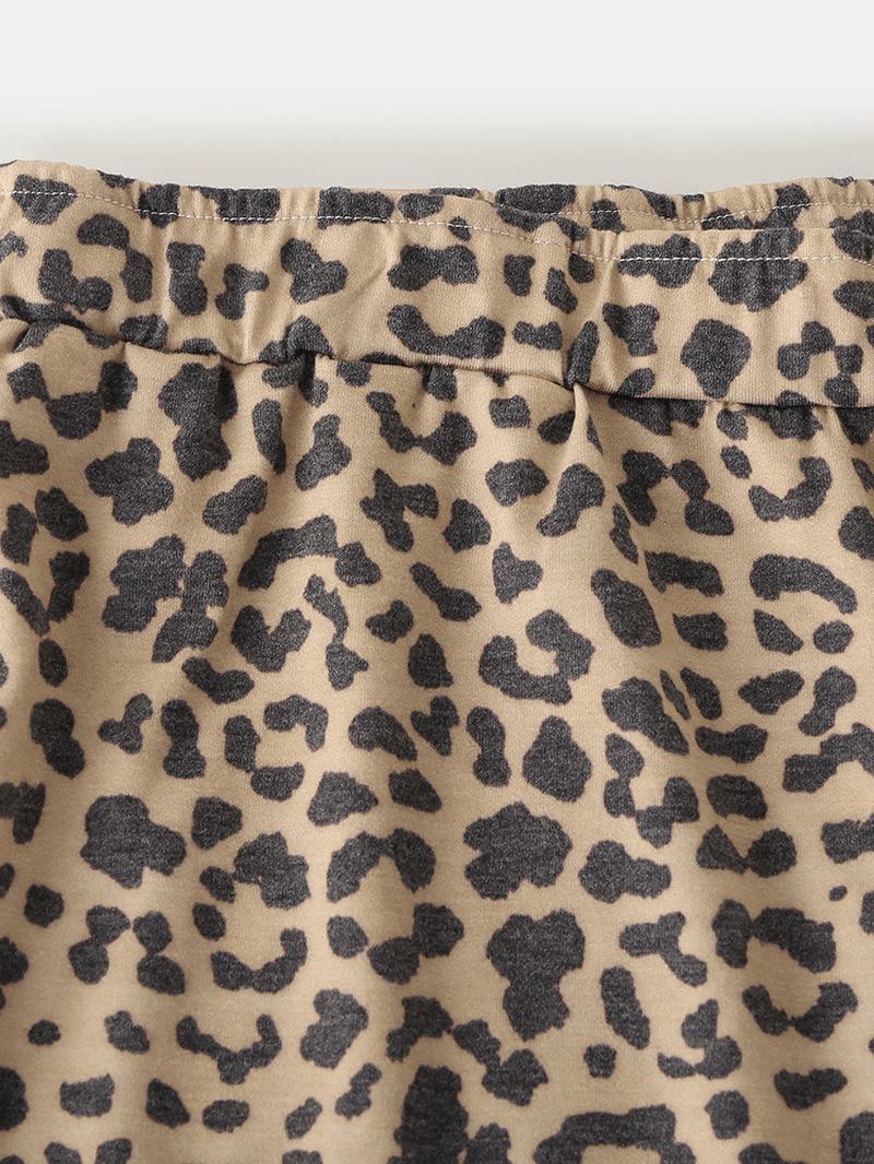 Kobiety Leopard Softies Bez Rękawów Z Okrągłym Dekoltem Luźna Piżama