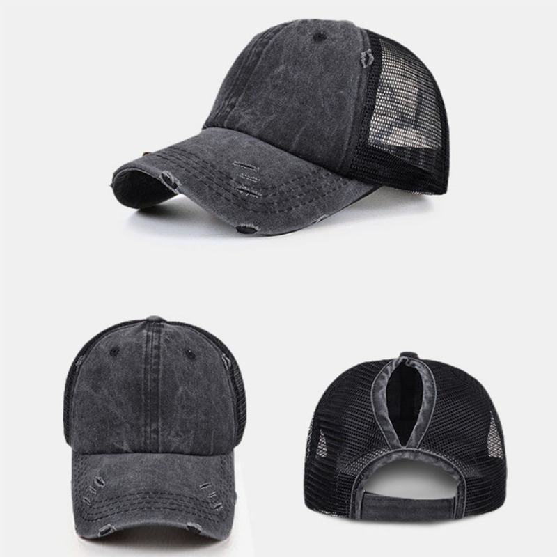 Kobiety Made-star Breaking Hole Solid Color Moda Hollow Out Berathable Meah Baseball Hat